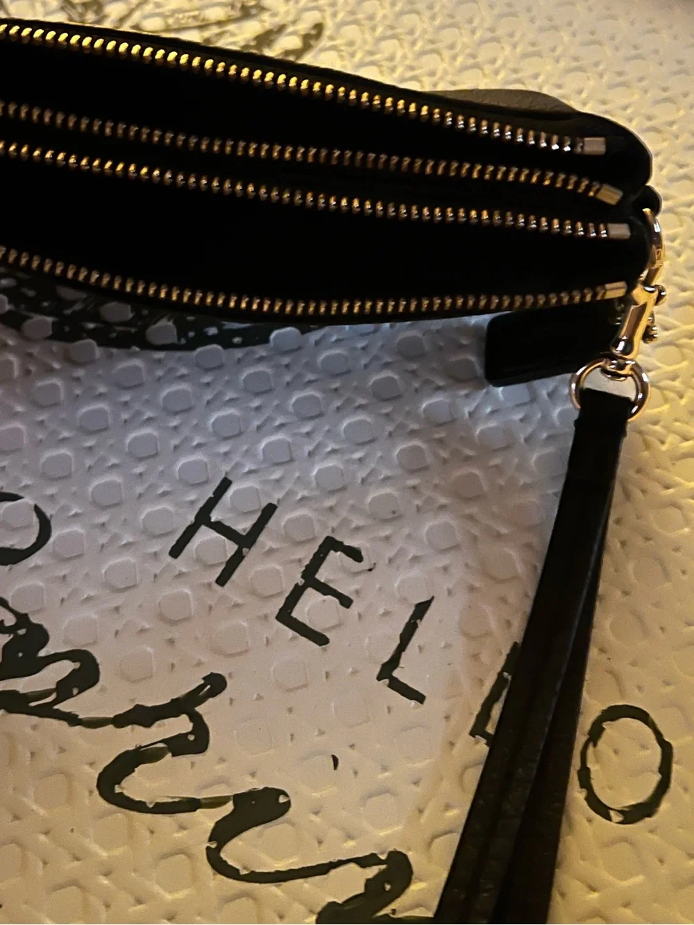 Coach Black Pebbled Leather Zip Wrist Pouch (Excellent Condition)